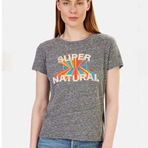 MOTHER Super Natural Graphic Tee Gray Melange Retro Fit Size M GUC